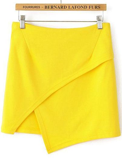 Shein Yellow Casual Asymmetrical Bodycon Skirt