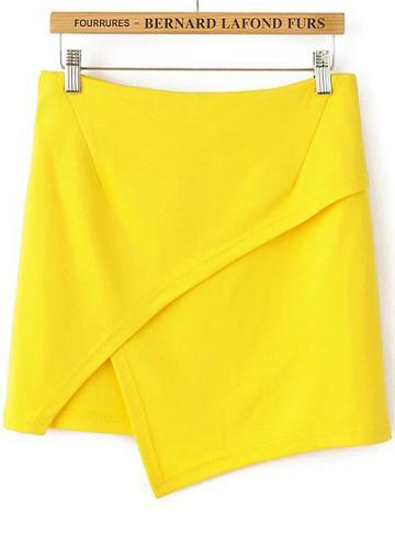 Shein Yellow Casual Asymmetrical Bodycon Skirt