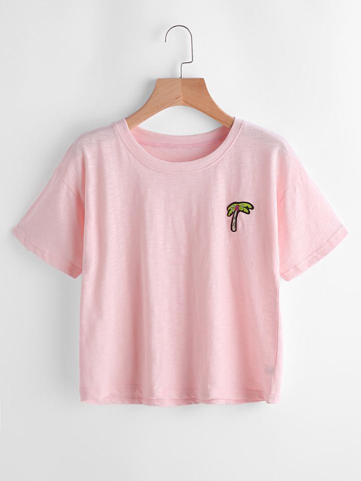 Shein Coconut Tree Patch Tee