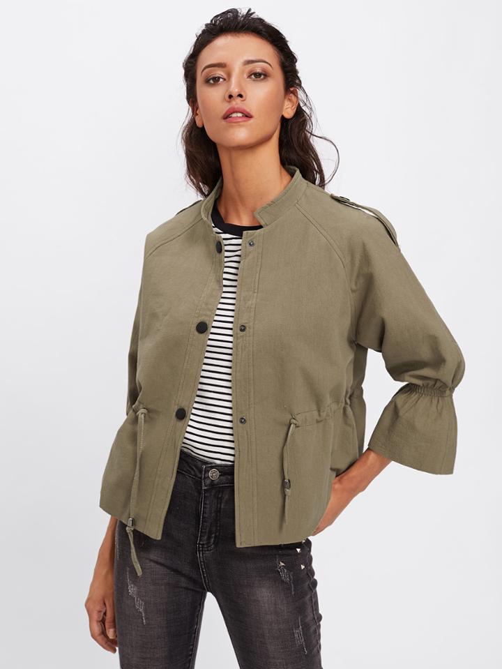 Shein Fluted Sleeve Drawstring Jacket