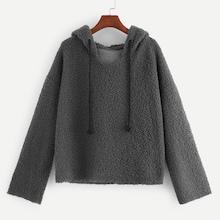 Shein Solid Fuzzy Hoodie