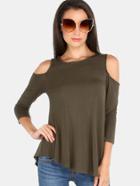 Shein Sleeved Cold Shoulder Tank Olive