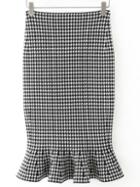 Shein Black White Houndstooth Fishtail Skirt