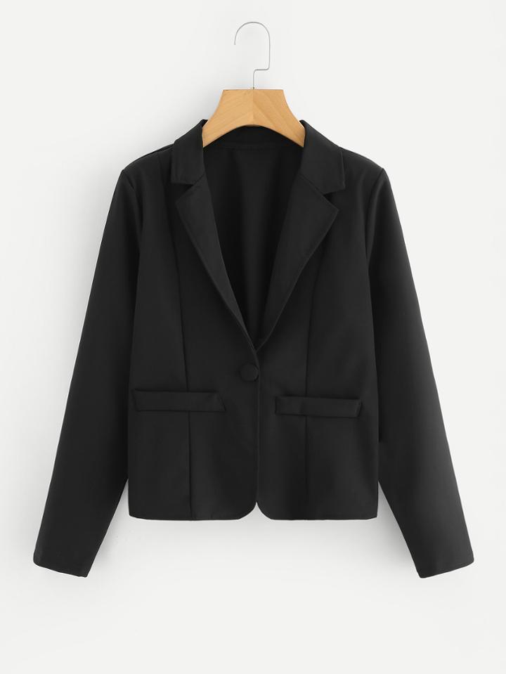 Shein Single Button Dual Pocket Blazer