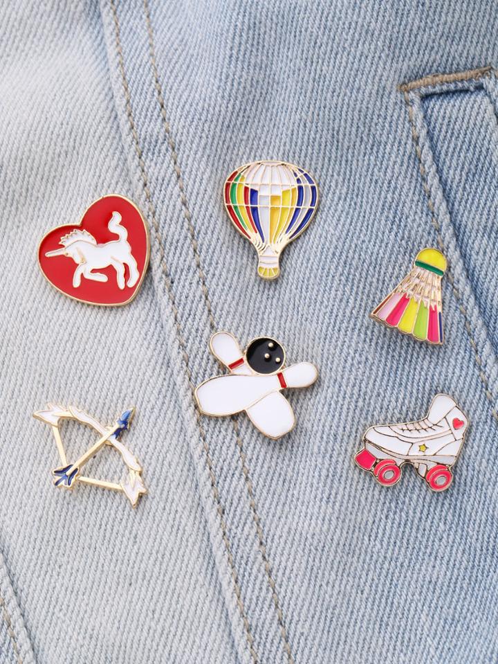 Shein Bowling & Roller Skates Design Brooch Set