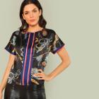 Shein Mixed Print Short Sleeve Top
