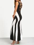 Shein Hollow Out Vertical Striped Dress