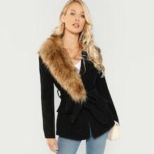 Shein Contrast Faux Fur Detail Blazer
