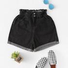 Shein Denim Frill Trim Roll Hem Shorts