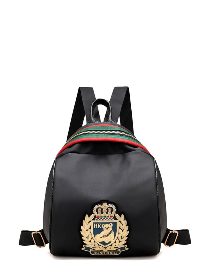 Shein Badges Detail Stripe Panel Backpack