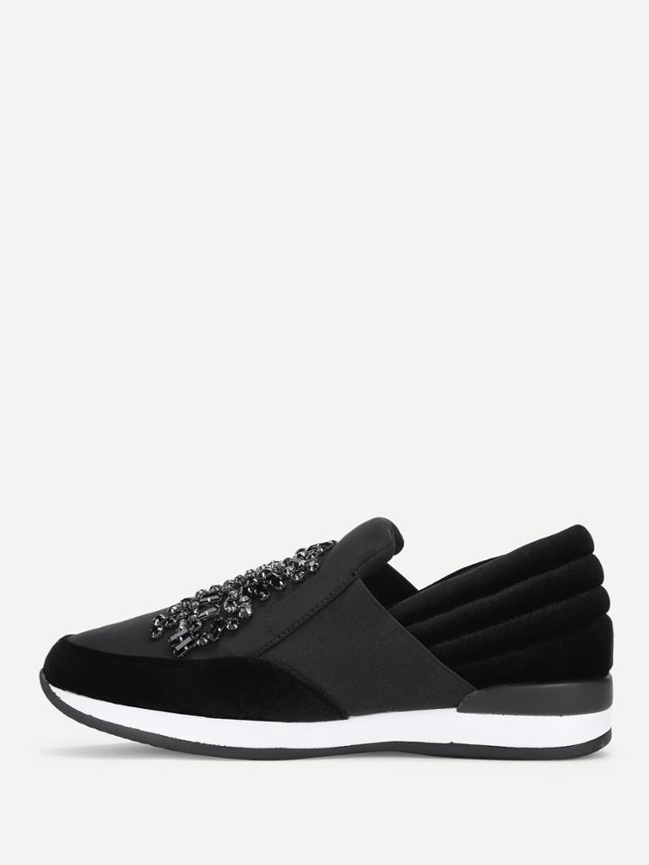 Shein Rhinestone Decorated Low Top Sneakers