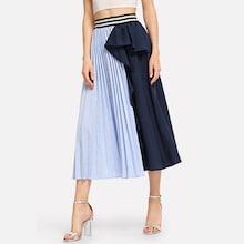 Shein Ruffle Trim Striped Panel Skirt