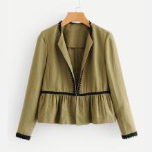 Shein Contrast Lace Ruffle Hem Coat