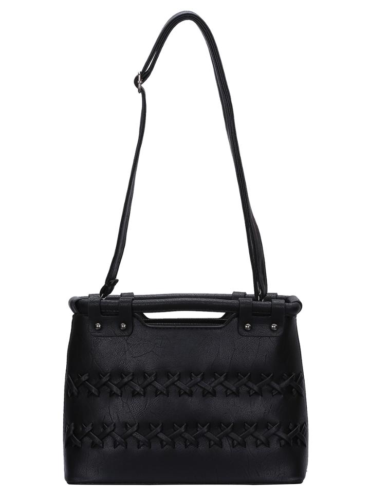 Shein Black Zipper Weave Satchel Bag