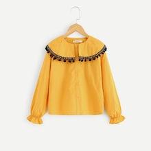 Shein Girls Tassel Trim Shirt