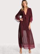 Shein Star Print Split Back Plunging Kimono Dress