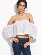 Shein White Off The Shoulder Bell Sleeve Crop Top