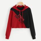Shein Contrast Letter Print Hoodie