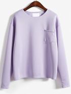 Shein Light Purple Round Neck Pocket Loose Sweatshirt
