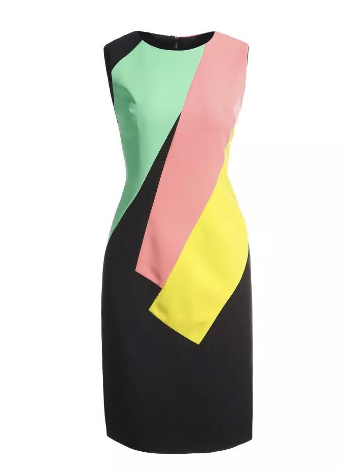 Shein Black Green Round Neck Sleeveless Bodycon Dress