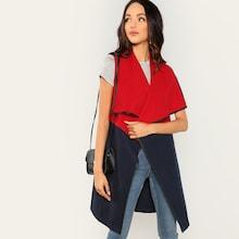 Shein Waterfall Sleeve Cut And Sew Vest Coat