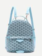 Shein Blue Print Pu Front Pocket Backpack