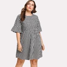 Shein Plus Tie Back Gingham Dress