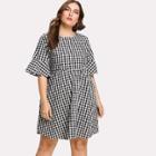 Shein Plus Tie Back Gingham Dress