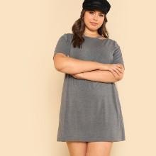 Shein Plus Cut Out Neck Marled Dress