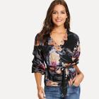 Shein Knot Front Floral Print Top