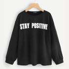 Shein Plus Letter Print Front Sweatshirt