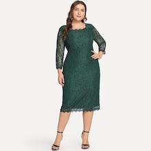 Shein Plus Solid Lace Dress