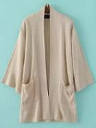 Shein Apricot Pockets Loose Sweater Coat