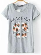 Shein Grey Pizza Print T-shirt
