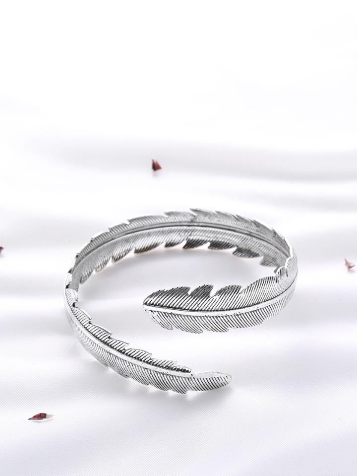 Shein Silver Etched Feather Arm Cuff