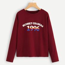 Shein Letter And Number Print Sweatshirt