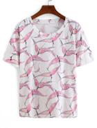 Shein All Over Bird Print T-shirt