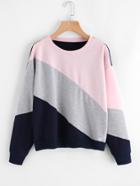 Shein Cut And Sew Color Block Sweatshirt