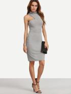 Shein Grey Cutout High Neck Sheath Dress