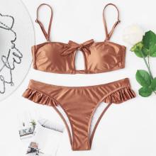 Shein Ruffle Detail Knot Bikini Set