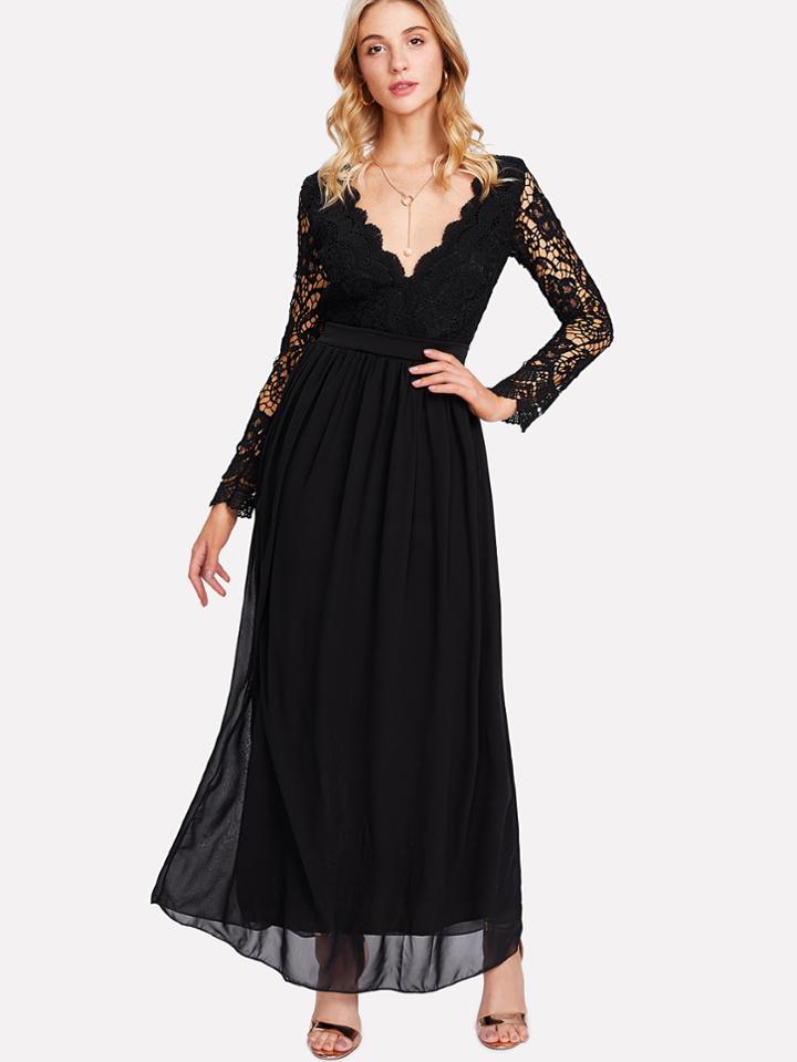 Shein Lace Crochet Chiffon Dress