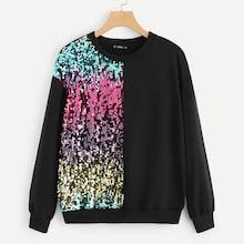 Shein Ombre Sequin Detail Sweatshirt