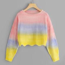 Shein Scallop Ombre Crop Sweater