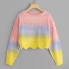 Shein Scallop Ombre Crop Sweater