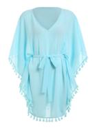 Shein Tassel Trimmed Self-tie Poncho Dress