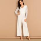 Shein Zip Back Lace V-neck Jumpsuit