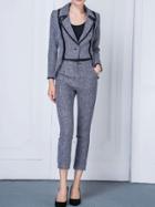 Shein Grey Lapel Blazer Top With Pockets Pants