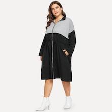 Shein Plus Zip Up Color-block Collar Dress