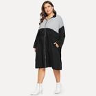 Shein Plus Zip Up Color-block Collar Dress