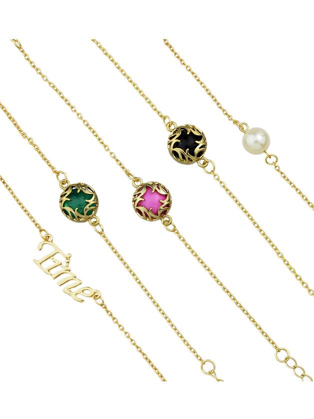 Shein Pink Color Boho Imitation Gemstone Chain Bracelets Set